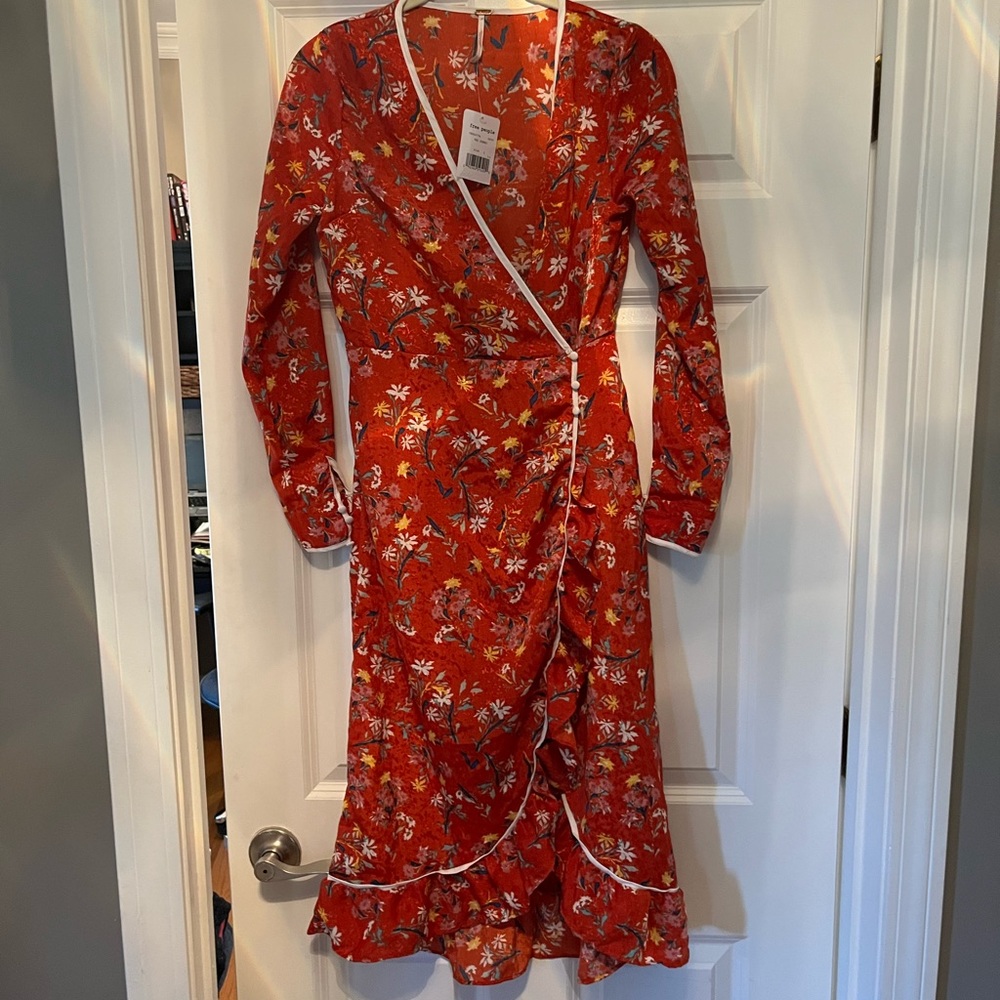 Free People Covent Garden MIDI Wrap Dress Size 2 NWT